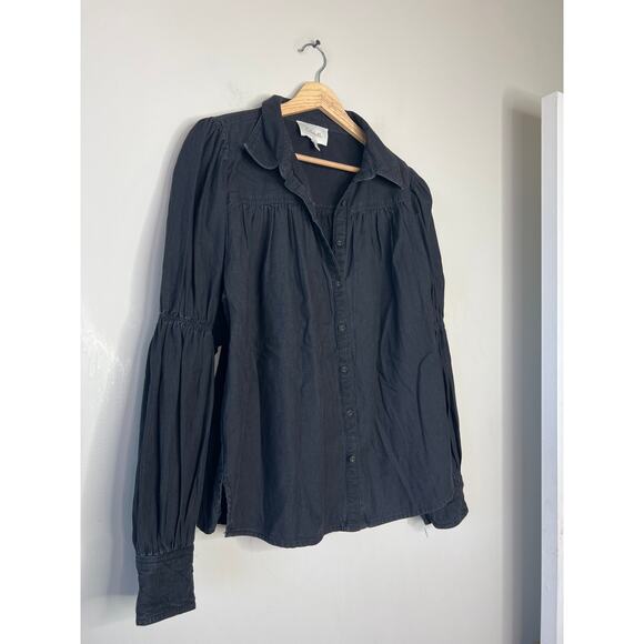 NEW Cleobella Button Down Cotton Blakely Blouse Charcoal Black Size: Medium - Picture 4 of 9